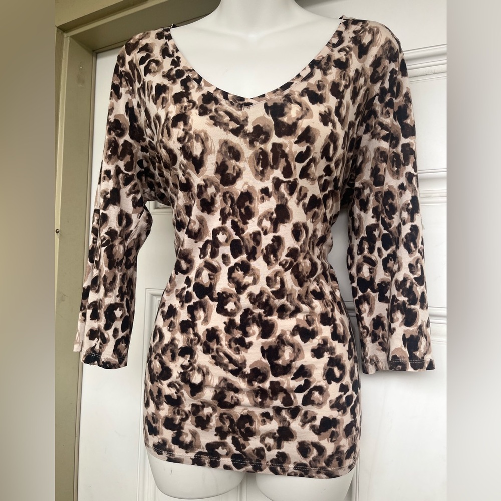 Ann Taylor Leopard Print Blouse size L